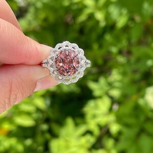 Blush Garnet and Moissanite Ring
